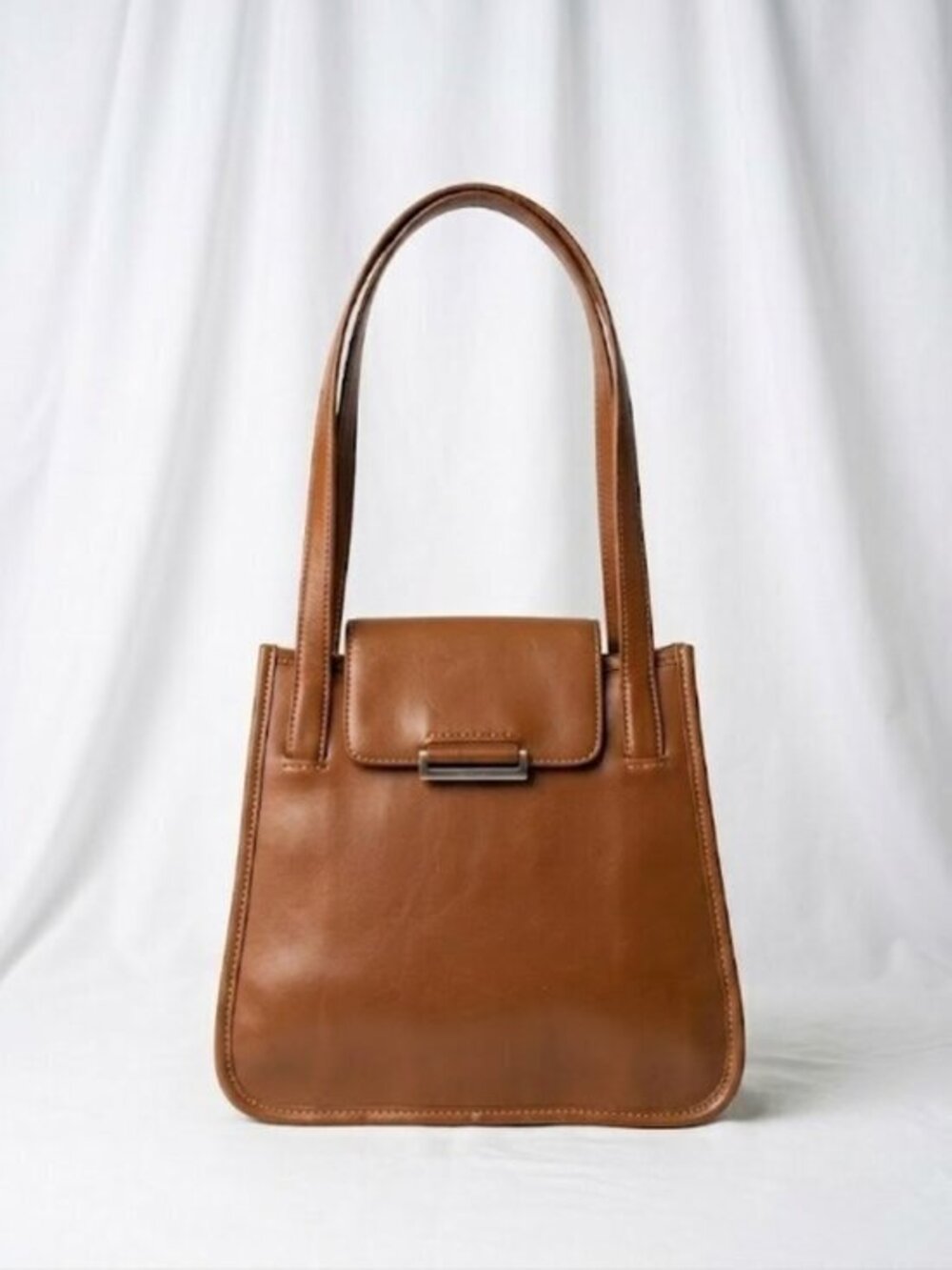 EUC Cole Haan Vintage Cognac Tan Leather Structured Satchel Bag
